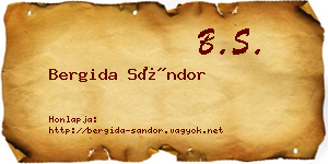 Bergida Sándor névjegykártya